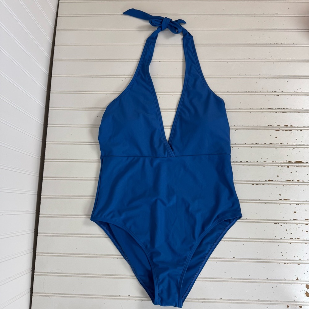 Cupshe One piece Swimsuit Size Large Blue Removable Pads‎ Summer